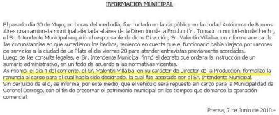 RENUNCI� VALENT�N VILLALBA, DIRECTOR DE LA PRODUCCI�N