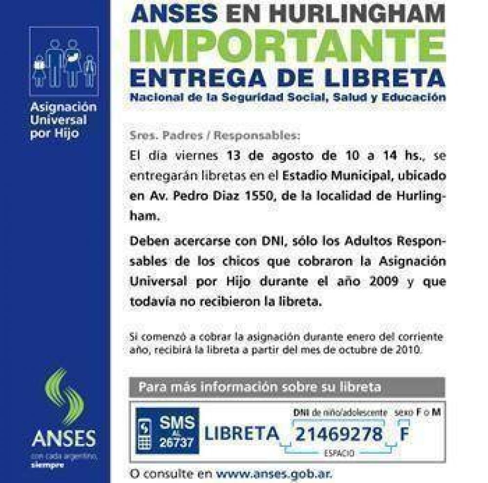 Anses entrega libretas de la Asignaci�n Universal por Hijo en Hurlingham