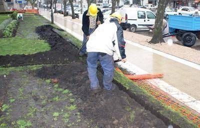 Instalan un sistema de riego por aspersi�n en la plaza Mitre