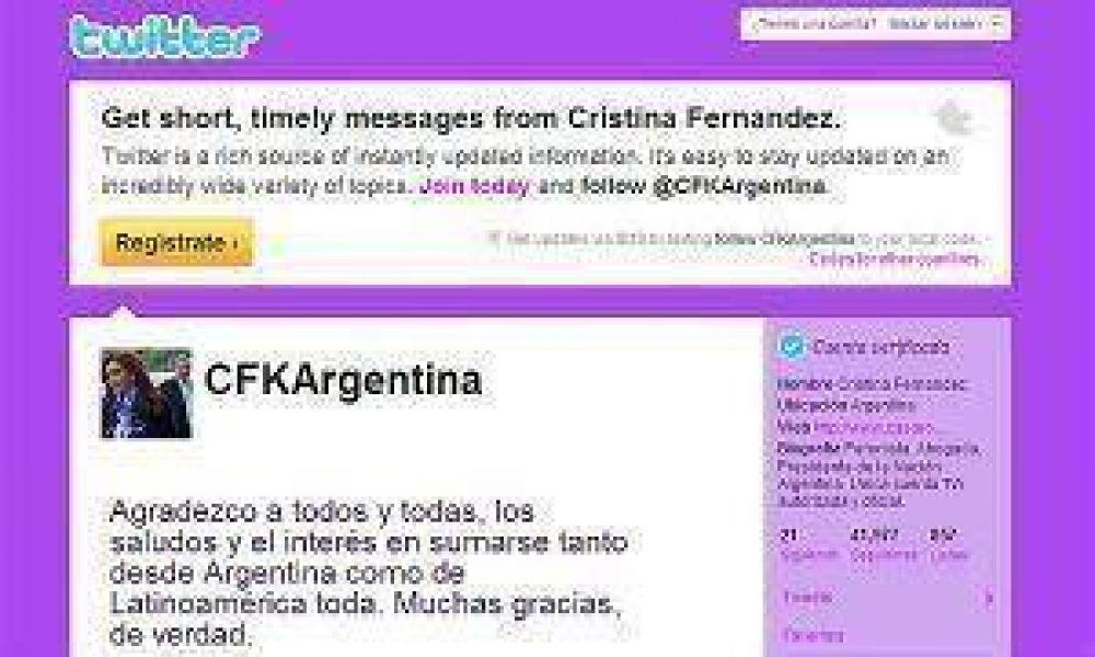 Tras la expectativa, Cristina escribi� sus primeros tweets