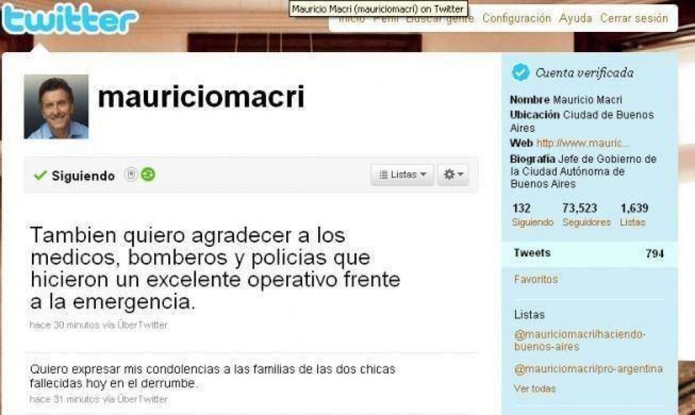 Desde Europa, Macri env�a condolencias por twitter