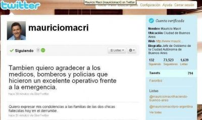 Desde Europa, Macri env�a condolencias por twitter