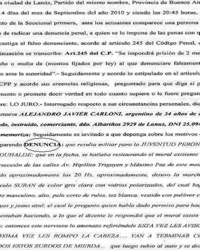 LANUS: AMENAZAN CON �ROMPERLE LA CABEZA� MIENTRAS RESTAURA MURAL DE LA NOCHE DE LOS LAPICES