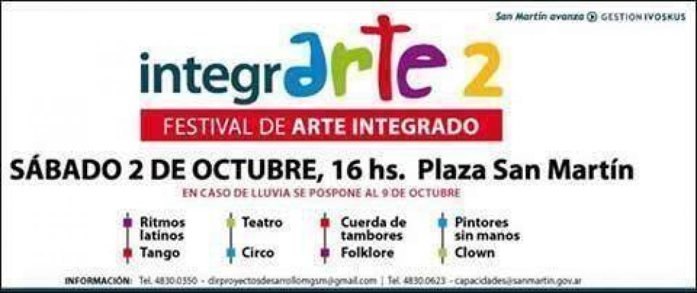 San Martin - EL PR�XIMO S�BADO EN LA PLAZA CENTRAL SE LLEVAR� ADELANTE "INTEGRARTE" 