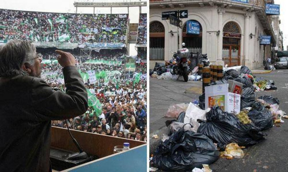  Macri compar� el paro que llen� de basura la Capital con el acto de Moyano del viernes