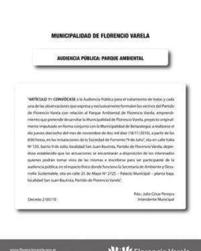 Audiencia P�blica por el Parque Regional Ambiental