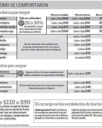 Los precios de algunas verduras mendocinas bajaron hasta 50%, pero las norte�as siguen caras