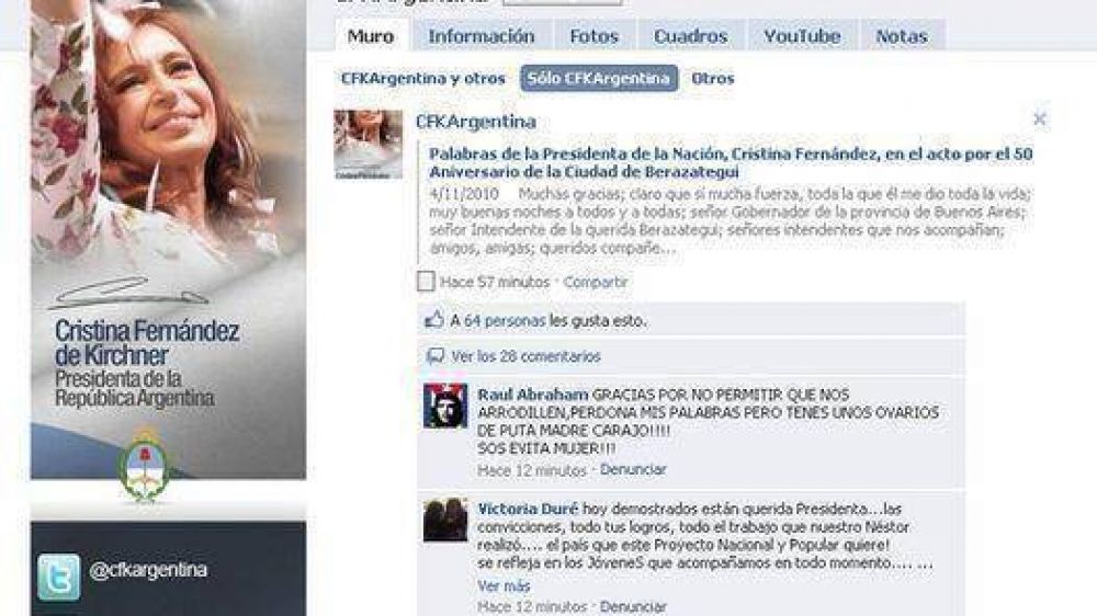 Cristina, ahora tambi�n en Facebook