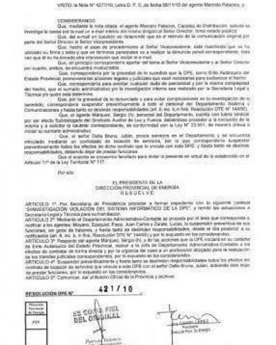Los funcionarios de la Direcci�n Provincial de Energ�a reafirman...