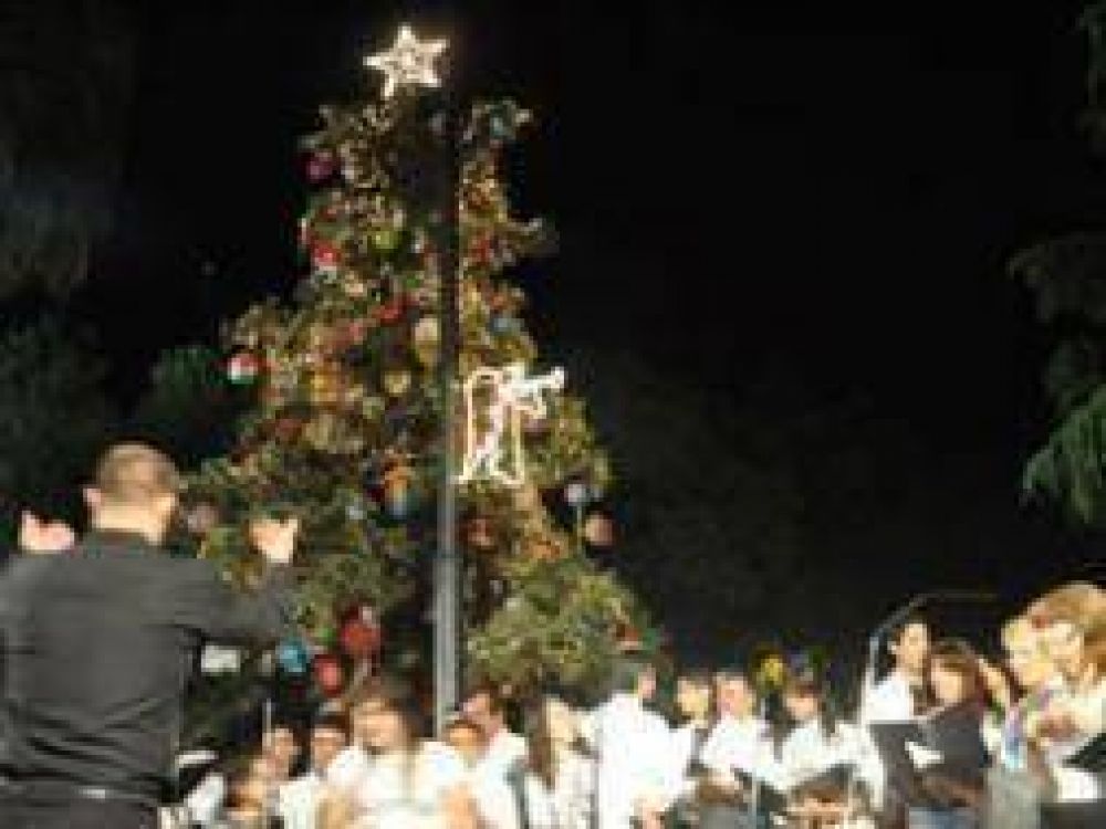 Z�rate: Encendieron las luces del Arbol Navide�o de la ciudad