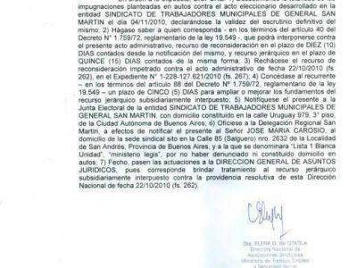 PRIMICIA DE LA NOTICIA WEB El Ministerio convalid� las elecciones del Sindicato de Trabajadores Municipales