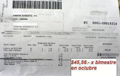  Llegaron las facturas con el aumento del 70% �Osbaldazo! Ahora s� pagamos el agua m�s caro que en Campana