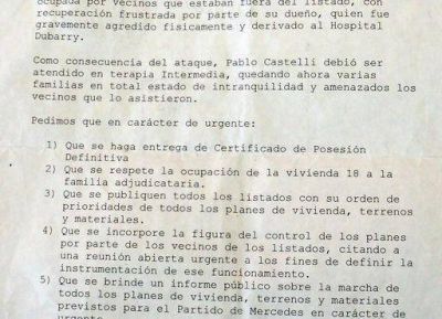 Reclamo por situaci�n de viviendas del Polo Obrero: asientan pedido con una escribana