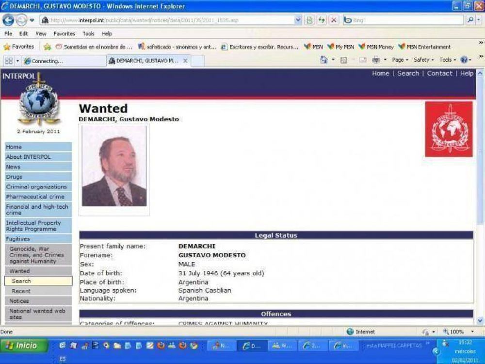 Gustavo Demarchi fue ubicado por Interpol en Colombia