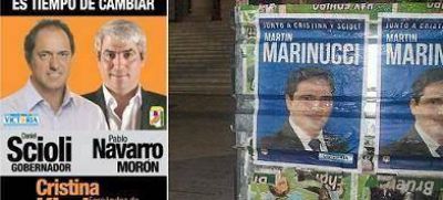 El kirchnerismo puro de Mor�n sali� a "replicar" la pegatina sciolista