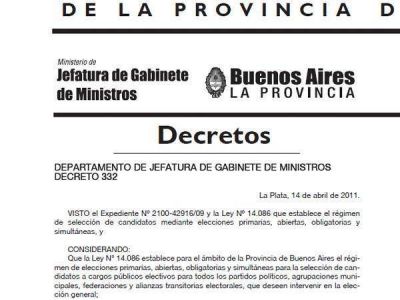La Provincia tambi�n autoriz� las colectoras y fij� la fecha de elecciones