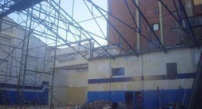 Avanzan las obras en el gimnasio del club Pe�arol