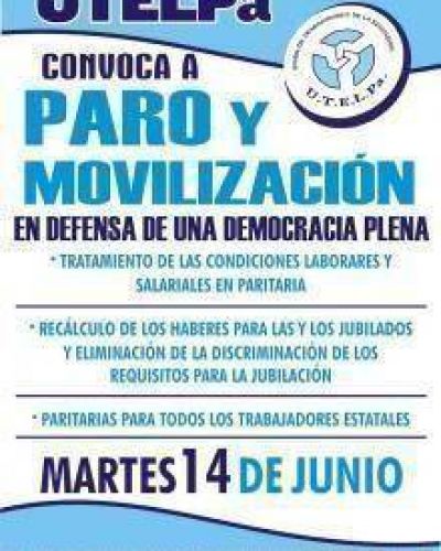 Paro Docente el 14 de junio en La Pampa