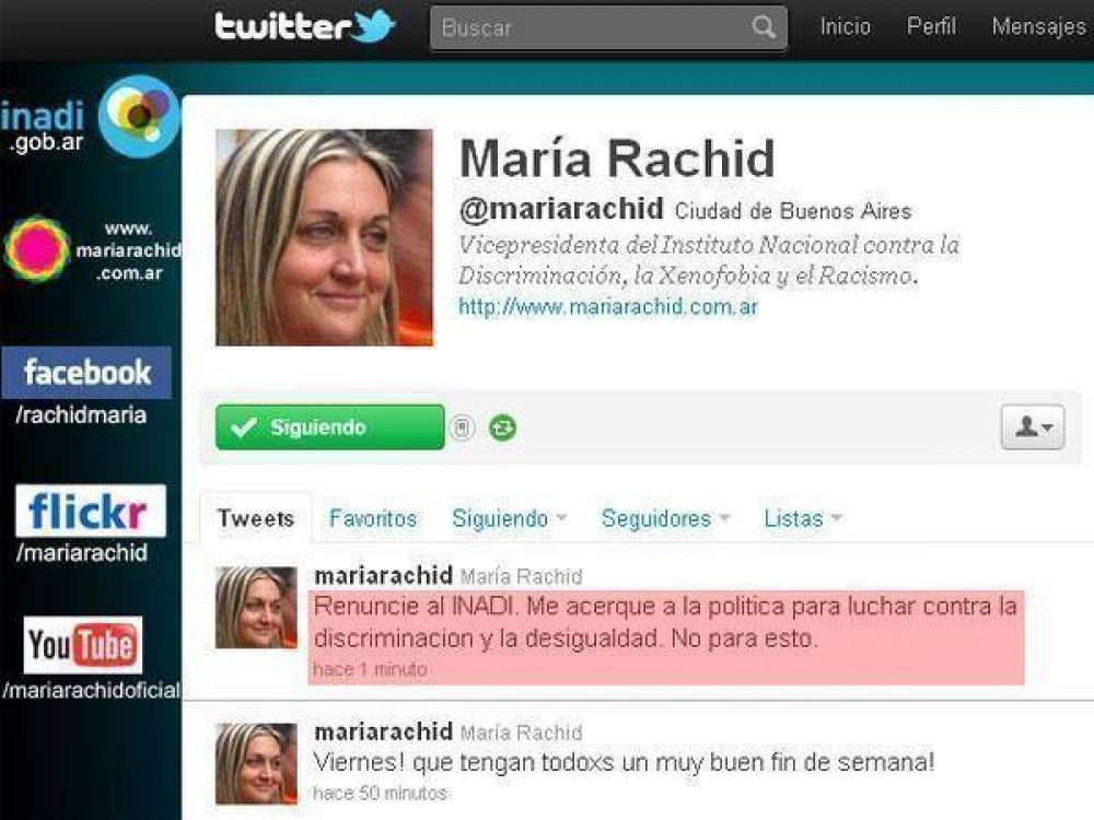 Rachid renunci� al Inadi: "Me acerqu� a la pol�tica para luchar, no para esto"