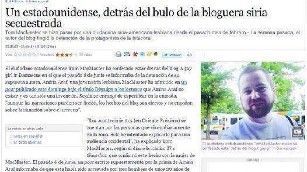 Una bloguera lesbiana de Siria, el invento de un norteamericano