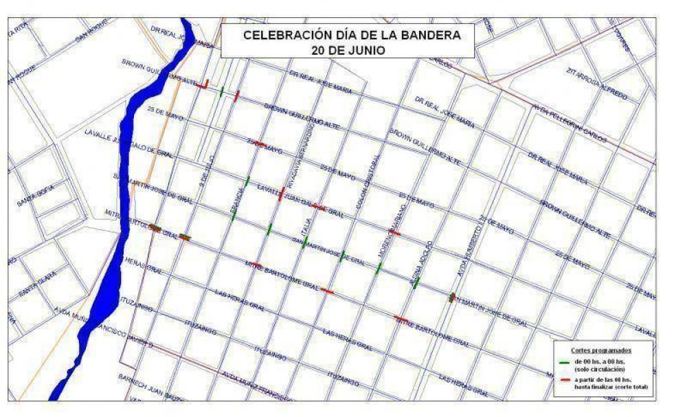 LUJ�N - RESTRICCIONES AL TR�NSITO PROGRAMADAS PARA EL 20 DE JUNIO