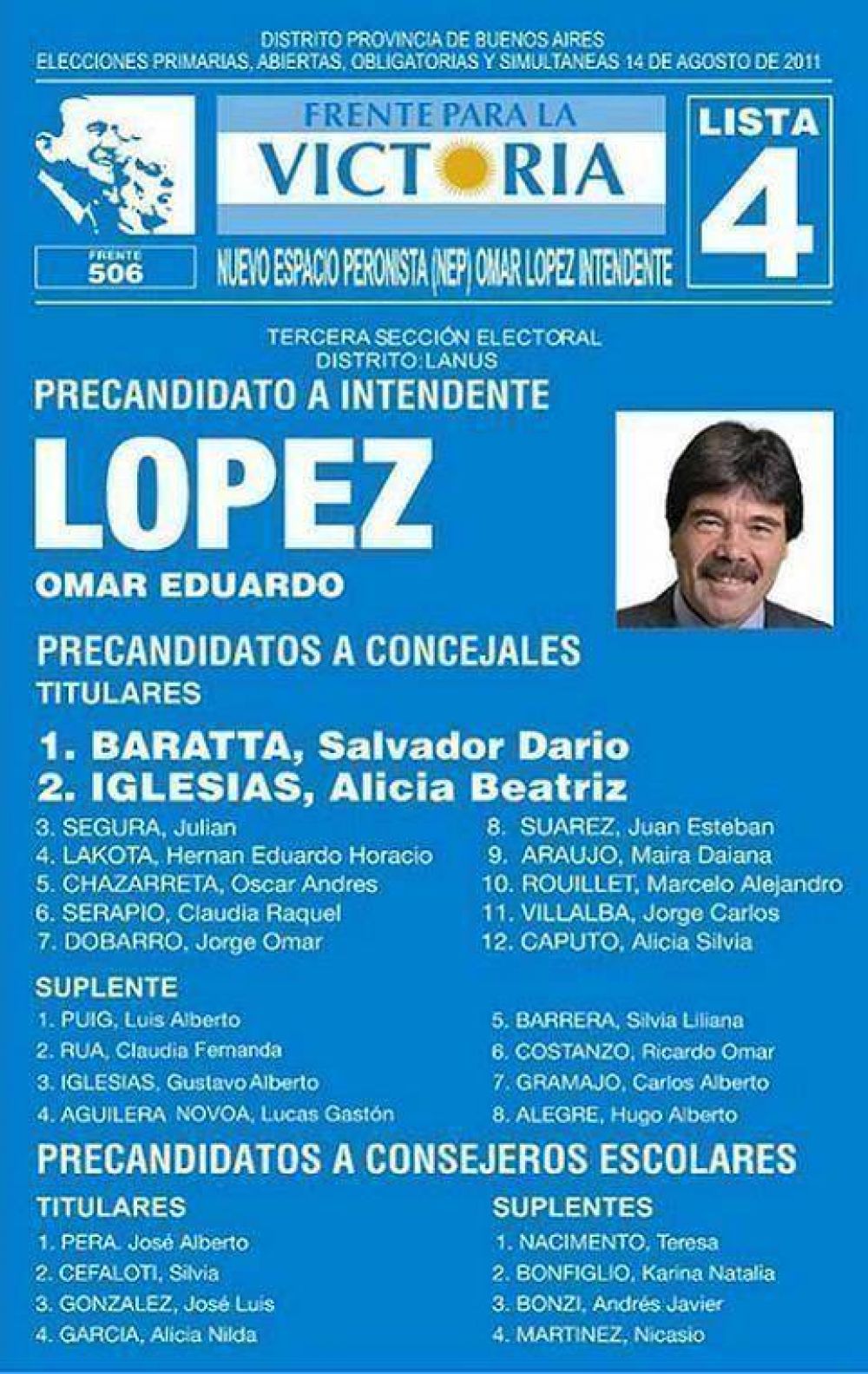 ASI SERA LA BOLETA DE OMAR LOPEZ EN LAS PRIMARIAS DE AGOSTO 