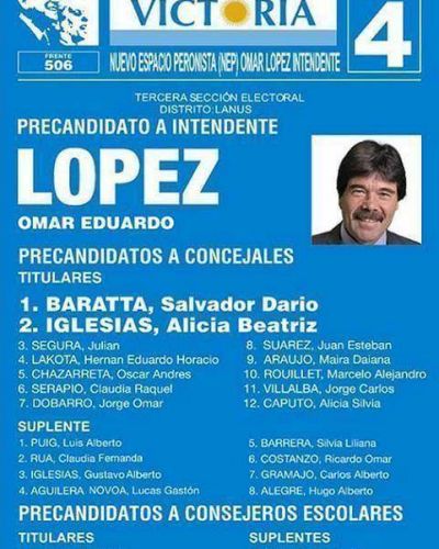 ASI SERA LA BOLETA DE OMAR LOPEZ EN LAS PRIMARIAS DE AGOSTO 