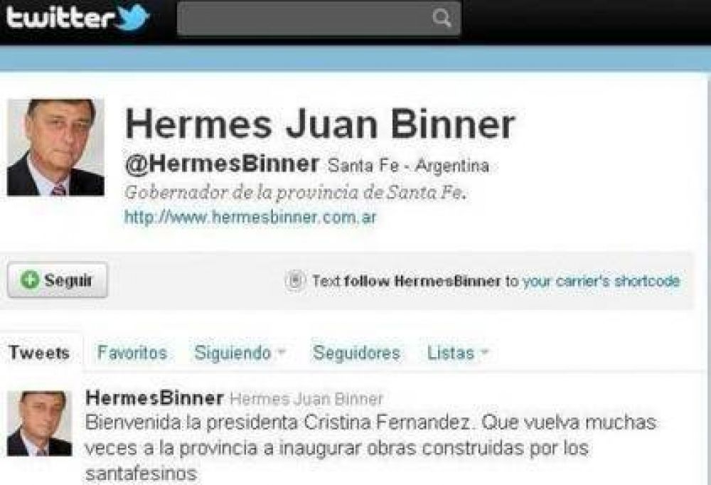 Hermes Binner:"Que vuelva muchas veces a la provincia a inaugurar obras constru�das por los santafesinos"