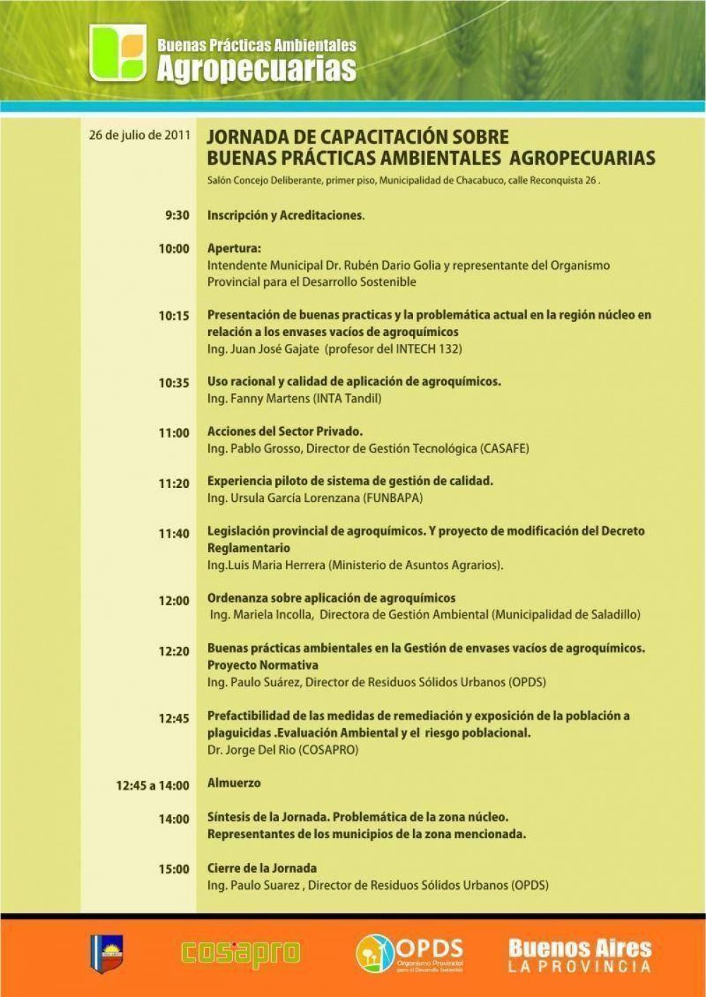 Jornada sobre buenas pr�cticas ambientales agropecuarias 