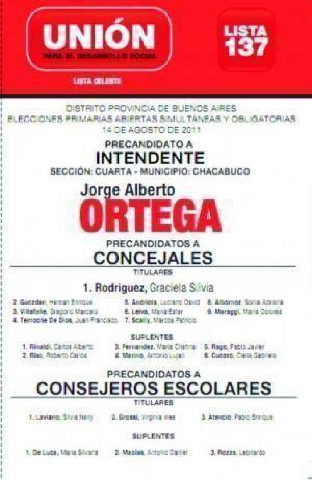 Ortega ya tiene boleta