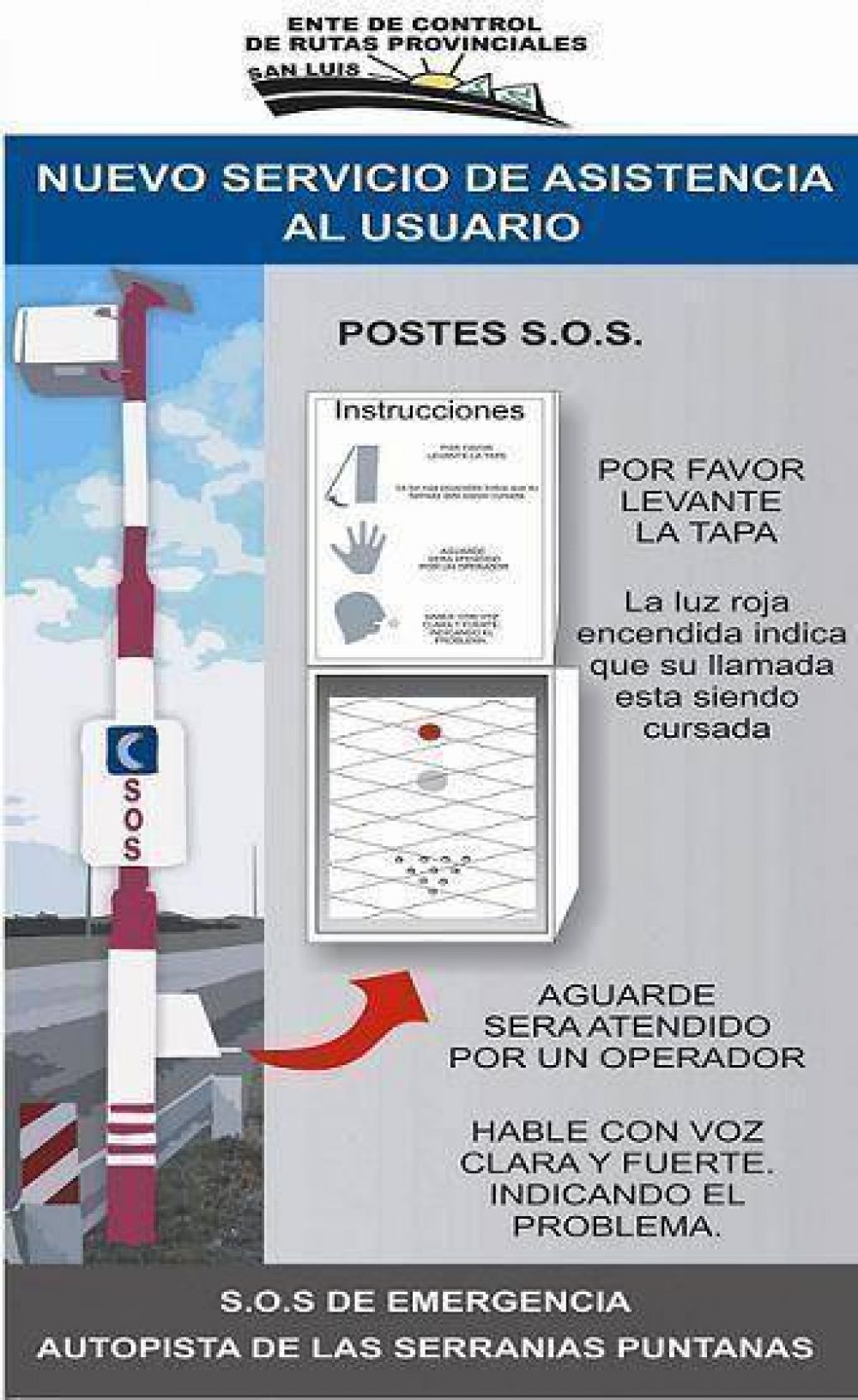 Comenz a funcionar el nuevo sistema SOS en la autopista de las Serranas Puntanas