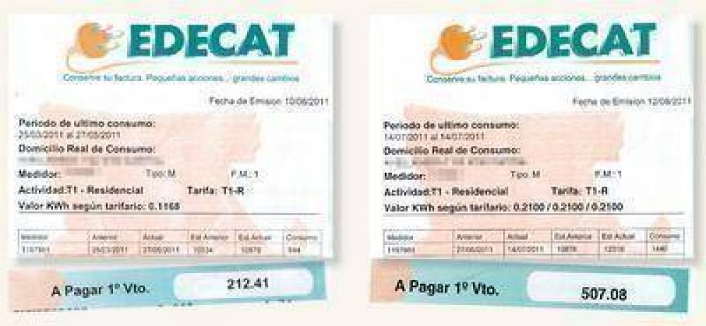 Fuertes aumentos en la �ltima boleta que distribuy� EDECAT