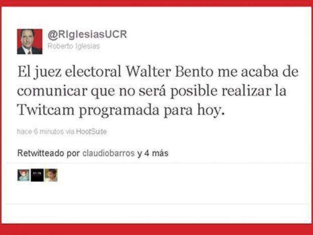 La Justicia le impidi� a Iglesias realizar una Twitcam para comunicar sus ideas