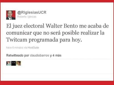 La Justicia le impidi� a Iglesias realizar una Twitcam para comunicar sus ideas
