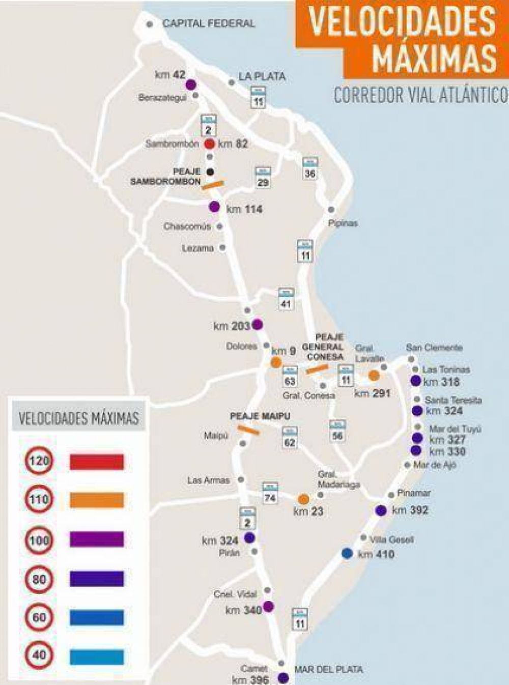 A cuidarse! Actualizan las velocidades m�ximas en tramos del Corredor Vial Atl�ntico