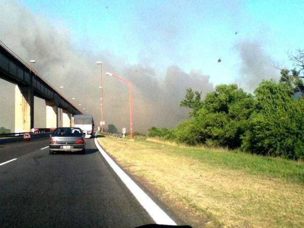 Incendios complicaron la jornada en el Puente Z�rate - Brazo Largo 