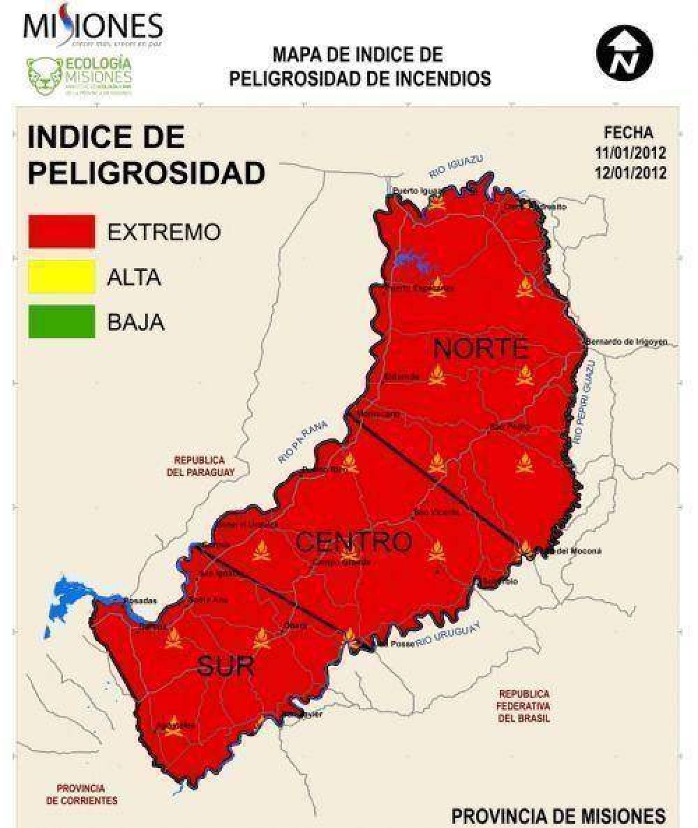 Advierten que el riesgo de incendio es extremo en toda la provincia 