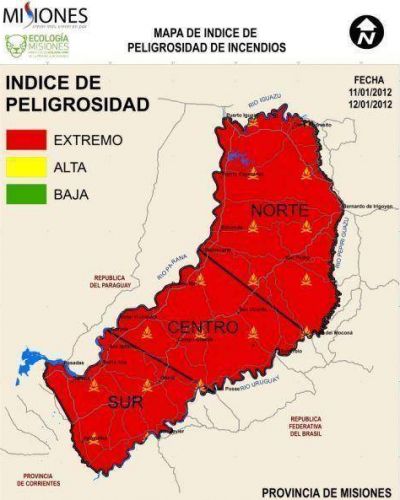 Advierten que el riesgo de incendio es extremo en toda la provincia 