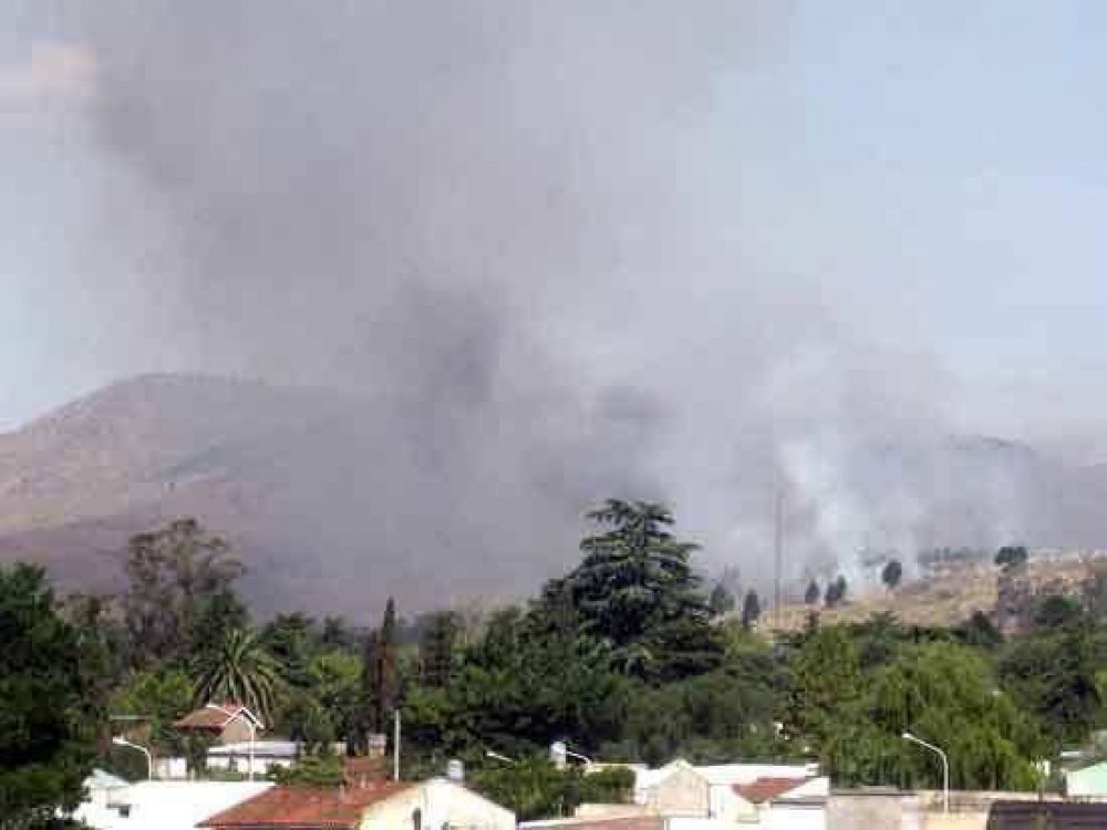 Un bosque de pinos arde en un cerro cercano al club Uncas.