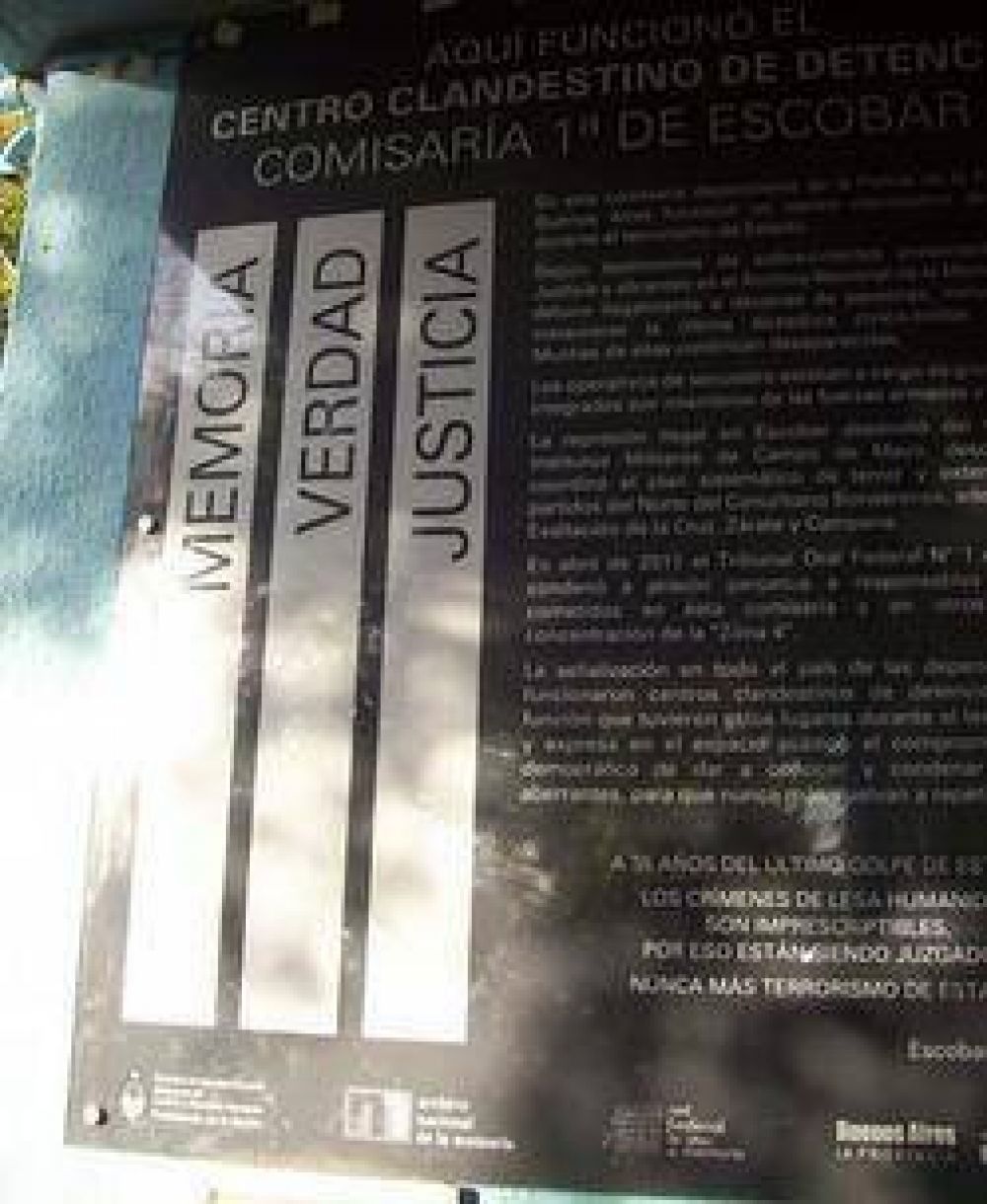 Fue se�alizada la Comisar�a 1a. de Escobar como centro clandestino de detenci�n