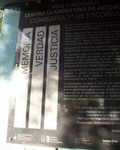 Fue se�alizada la Comisar�a 1a. de Escobar como centro clandestino de detenci�n
