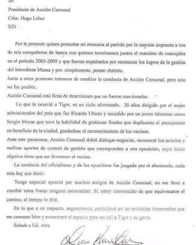 El ex Concejal Urionaguena renunci� a Acci�n Comunal