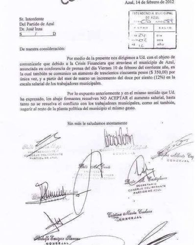RENUNCIARON AL AUMENTO