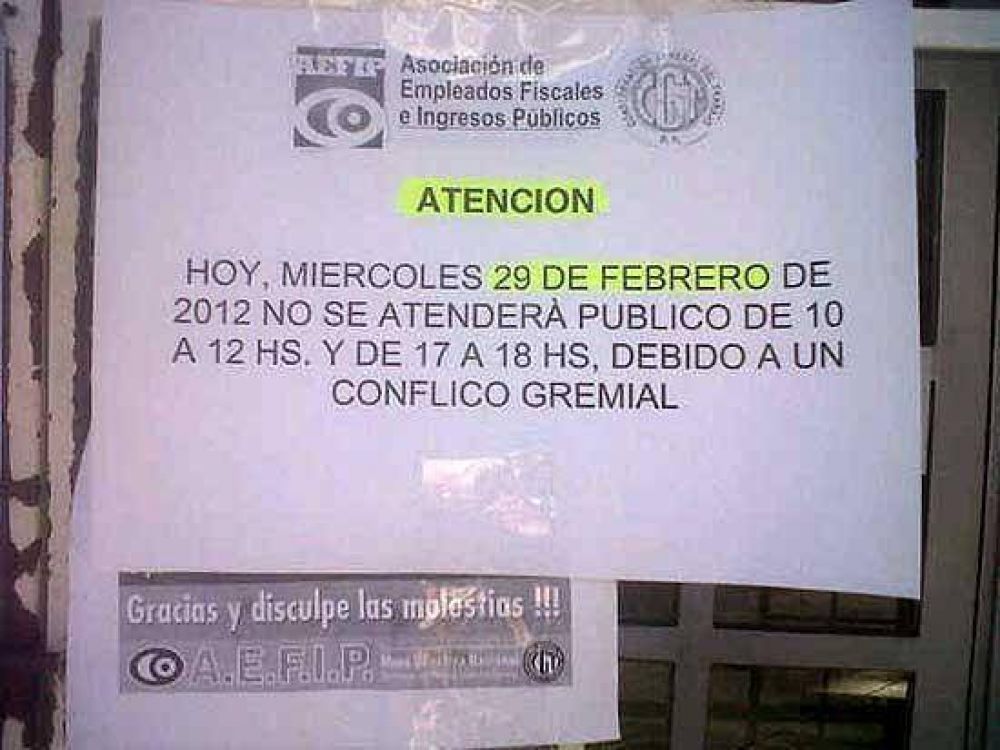 Paro de trabajadores de AFIP: no habr� atenci�n en Olavarr�a este mi�rcoles
