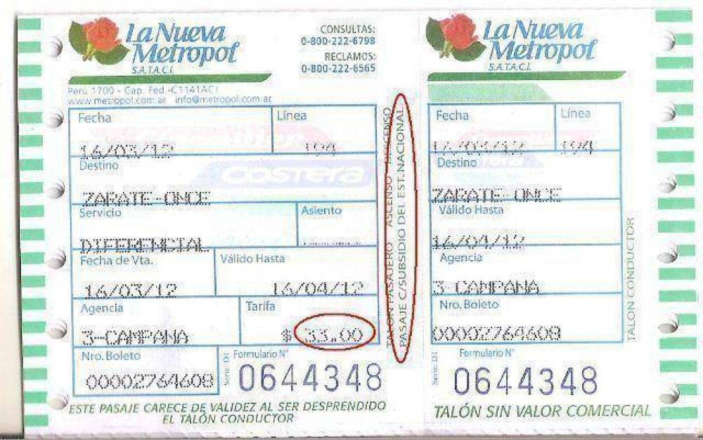 �El boleto diferencial sigue subsidiado?