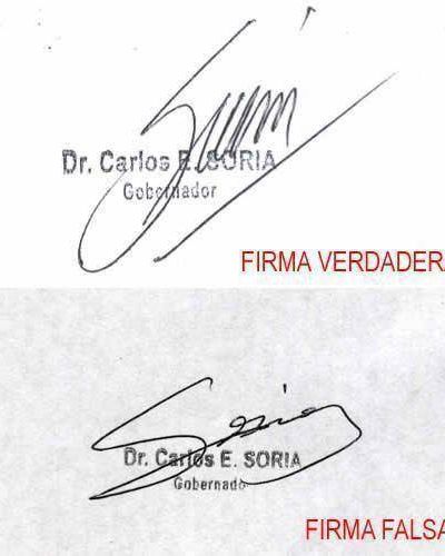 Falsificaron la firma del ex gobernador Soria