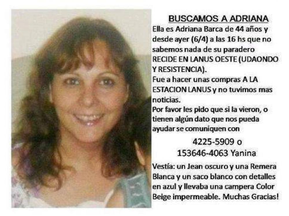 SE BUSCA DESESPERADAMENTE A PSICOLOGA DE LANUS