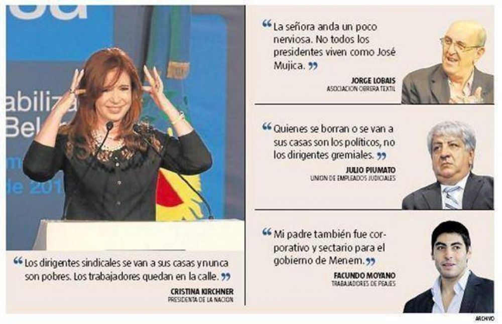 Fuerte r�plica del sindicalismo a las cr�ticas de la Presidenta