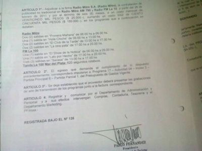 El Intendente de shopping por los medios: $ 150 mil a Radio Mitre