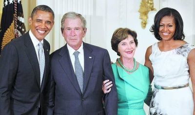 Obama y Bush, en di�logo cordial en la Casa Blanca